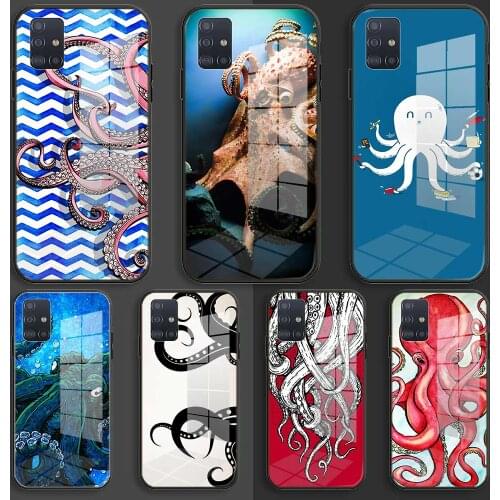 Tentacles of sea octopus Soft Silicone Glass Case For Samsung Galaxy A10 A20 A30 A40 A50 A70 A31 A51 A71 Balck Cover