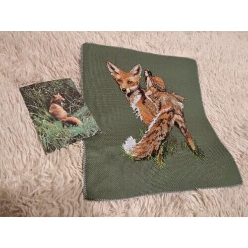 The fox and elfin cross stitch package Arctic fairy and elk aida 14ct brown green cloth kit embroider DIY handmade needlework