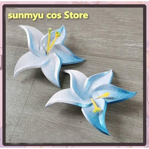 New Game Genshin Impact Traveller Lumine Flower Hairpin Cosplay Costume Headwear Hair Clip Props Halloween Carnival Accessories