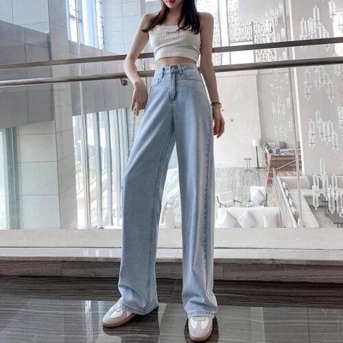 New blue jeans with high waist and wide legs in spring and summer 2021 джинсы pantalones de mujer jean woman high waist