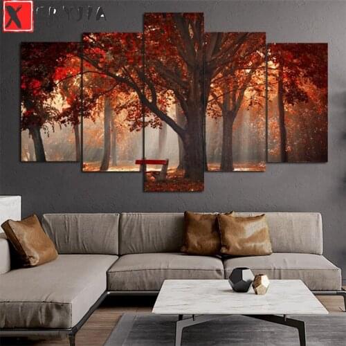 Full Square Diamond Embroidery Natural scenery, autumn tree landscape Sale Diamond Painting Cross Stitch Home Decoration5pcs