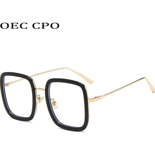 OEC CPO Transparent Square Glasses Women Brand Design Fashion Optical Glasses Frames Ladies Men Computer Goggles sunglass