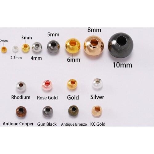 Spacer Beads 2-10mm Round For Jewelry Making Ball End Seed Beads Smooth Metal Wholesale