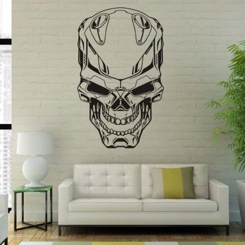 Skull Art Robot Machine Cool Detailed Vinyl Decal Sticker Cars Trucks Vans Walls House Decoration for Living Room Bedroom