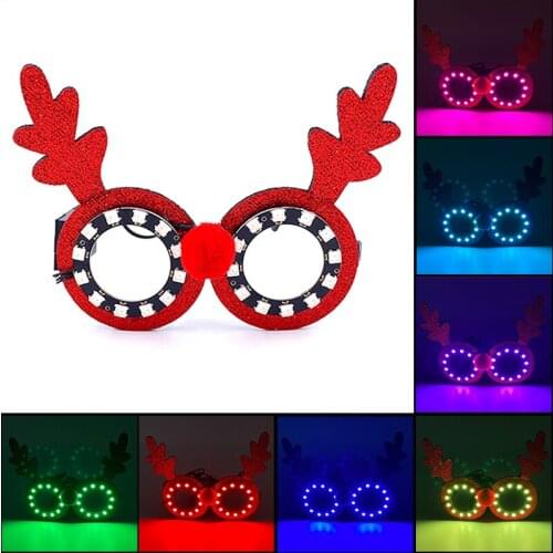Christmas Costume Decorations Christmas Glasses with LED Light Kids Gift Santa Snowman Glasses Christmas Glow Party Props
