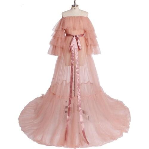 Pink Formal Evening Dresses Long Women Off Shoulde Empire Tulle Prom Dresses 2021 Fashion Dress Party Wear