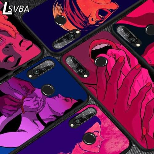 Sexy Lips Hot Girl For Huawei Y5 6 7 8 9 Y5P Y6S Y6P Y7P Y7A Y8P Y8S Y9A Y9S 2018 2019 2020 Pro Prime Black Soft Phone Case