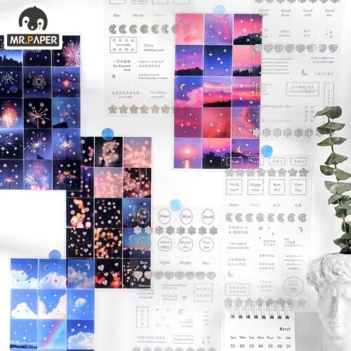 Mr Paper 4 Designs 2 Pcs/Bag Ins A Pool Of Stars Series Hot Silver Creative Hand Account DIY Decor Collage Material Stickers