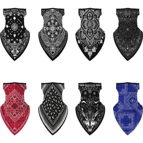 Men Women Face Scarf Bandana Ear Loops Face Balaclava Neck Printed Breathable Windproof Camping Hiking Scarves Outdoor Cycling
