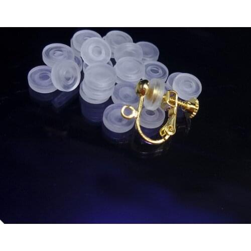 SEA MEW 50 PCS Transparent Soft Silicone Anti-Pain Ear Clip Pad For Earrings Accessories DIY Jewelry Findings