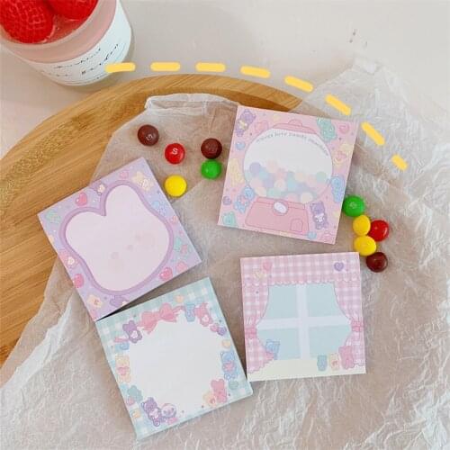 SIXONE 80 Sheets Ins Cartoon Sweetheart Candy Sticky Note Paper Student Pink N Time Message Sticker Kawaii Diary Message Card