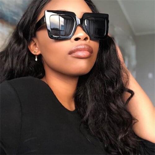 Bright Black Square Sunglasses Oversized Women Shades Vintage Designer Big Frame Sun Glasses Men Gafas Oculos UV400