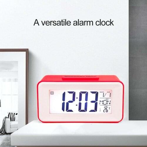 LED Digital Alarm Clock Mini Intelligent Sound Control Electronic Snooze Clock With Multifunction Smart Music Calendar Home Deco