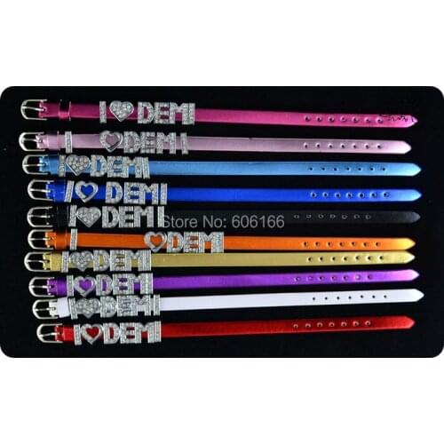 10pcs I Love Demi Lovato Super Star Reflective Leather Bracelet Slider Crystal Letters DIY Wristbands Fashion Jewelry