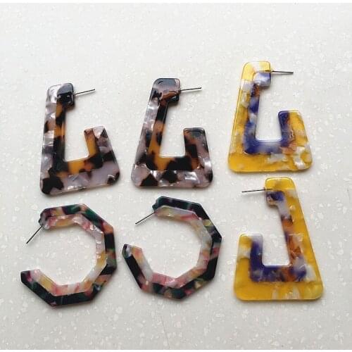 UJBOX New Leopard Acetate Stitching Earrings Japanese Korean Two-tone Earrings Wedding Party Jewelry Gift