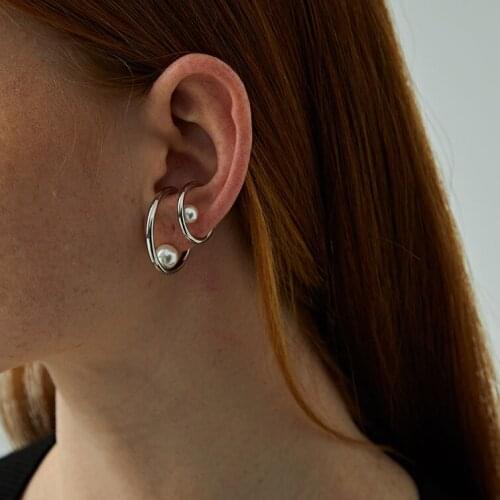 Vintage Ear Clips For Women Simple C Earrings Without Piercing Gold And Silver Color Simplest Ear Clip With Pear Jewellery