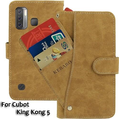 Vintage Leather Wallet Cubot King Kong 5 Case 6.09" Flip Luxury Card Slots Cover Magnet Phone Protective Cases Bags