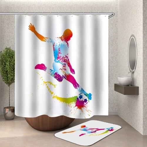 Basketball Shower Curtain Black And White Waterproof Fabric Polyester Sport Bathroom Curtain Basketball Game Men Cortina Ducha