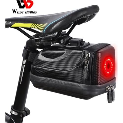 WEST BIKING Cycling Saddle Bag With Tail Light Waterproof Large Capacity Bike Saddle Bags Road MTB Bicycle Accessories
