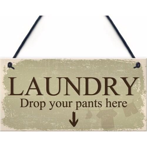 Meijiafei Funny Laundry Room Sign Shabby Chic Hanging Plaque Home Wall Decor Mum Friendship Gifts 10" x 5"