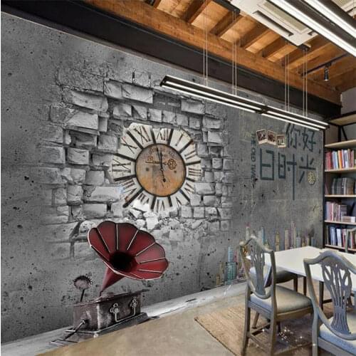 Hello Old Time Gray Cement Wall Industrial Decor Wallpaper Mural 3D Restaurant Bar Cafe Background Wall Paper 3D Wall Cloth