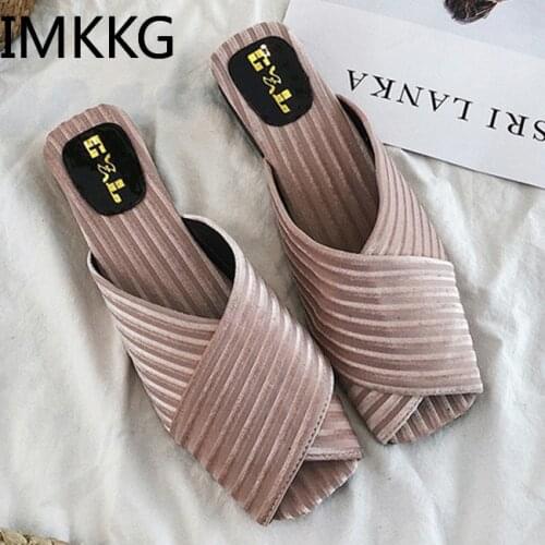 2019 women slippers fashion mules platform shoes casual summer shoes party peep toe slip-on shoes soft sandals A00249