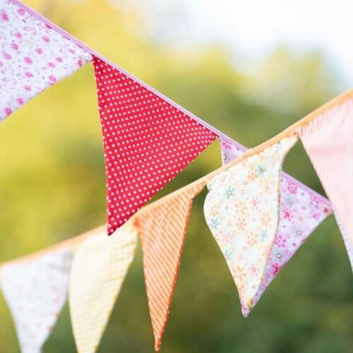 12 Fabric Flag Bunting Handmade Birthday Party Decorations Kids Wedding Decor