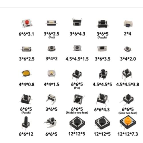 125pcs 25 Kinds touch switch/Micro Switch /push buttons switches Assorted kit for DIY Tool package