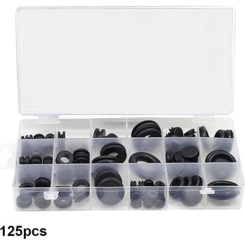 125 pcs/box DIY Grommet 20mm Blanking Hole Wiring Cable Gasket Rubber Seal Assortment Set For Protects Wire Cable Hardware Tools