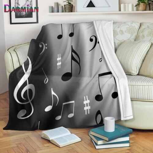 DARMIAN 2021 Musical Note Pattern Flannel Blanket for Adult Kids Gradient Style Throw Blanket Sherpa Fleece Bed Blanket couette