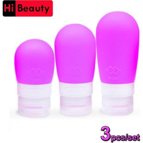 3pcs/set Portable Makeup Silicone Squeeze Refillable Bottles For Lotion Shampoo Shower Gel Traveling Packing Container Tool