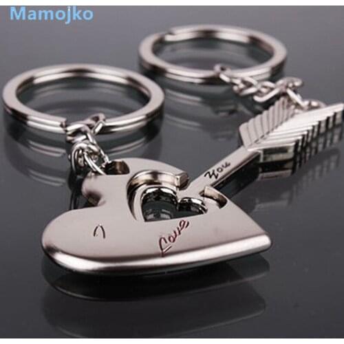 Mamojko Pretty Arrows & Love Heart Key Chain For Couple Fashion Key Holder Bag Buckle Accessory Charm HandBag Pendant Key Ring