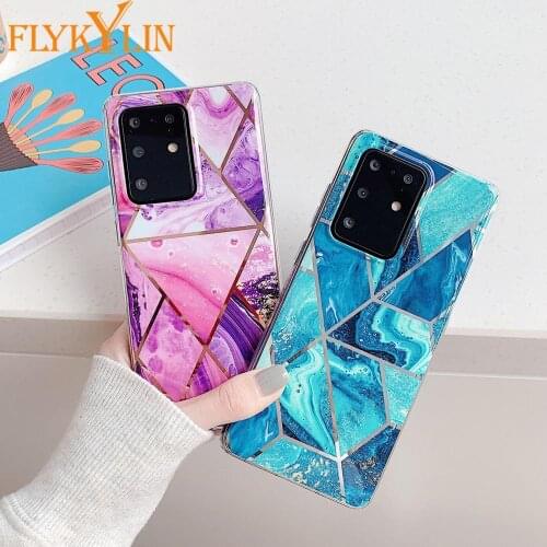 S21 Plus A21S A42 Cases Electroplated Marble Phone Cover sFor Samsung S20 FE A51 A71 A50 A70 Note 20 Ultra A40 A41 M21 S10 Coque