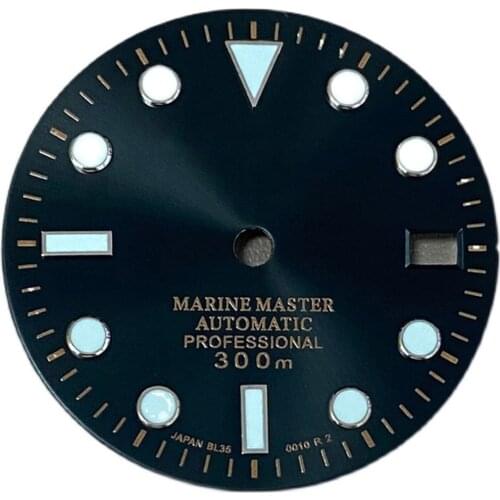 29mm Rose Nail Sun Pattern Watch Dial Single Calendar Green Luminous Dial for NH35/NH36 Movement Accessories