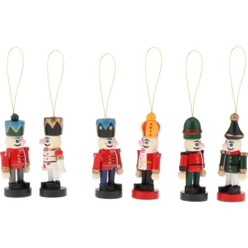 Wooden Christmas Ornaments Nutcracker Home Shop Wall Tree Hanging Decoration Crafts Gifts for Kids