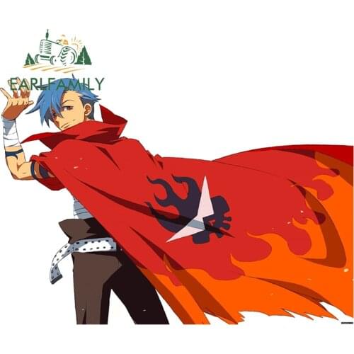 EARLFAMILY 13cm x 9.3cm Car Sticker for Tengen Toppa Gurren Lagann Decal Vehicle Anime Occlusion Scratch Laptop Car Assessoires