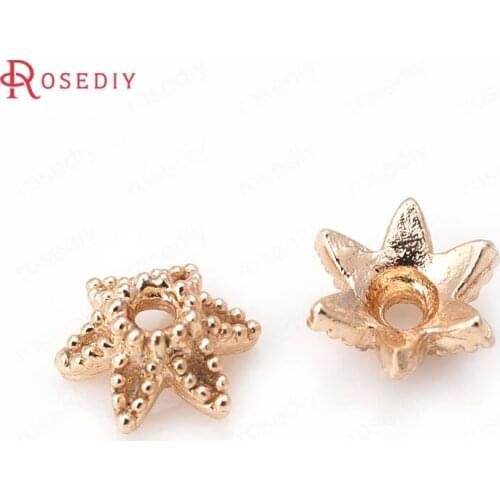F685)10 pieces 9mm 24K Champagne Gold Color Plated Brass Flower Beads Caps High Quality Diy Jewelry Accessories