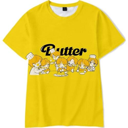 New album Butter Bangtan Boys T Shirt Men/Women Fashion Orange T-shirt Kpop Butter Letter Print Tops Boy Girls Kids T-shirt Tees