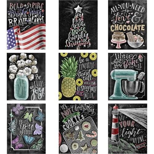 HJMGL 5D Diamond Embroidery Landscape Diamond Art Painting Full Square Text Beaded Needlework Handmade Gift Letter Home Decor