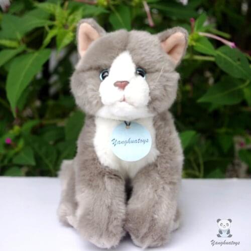 Simulation plush toy cats stuffed animals doll kids Toys Gifts good quality gray cat