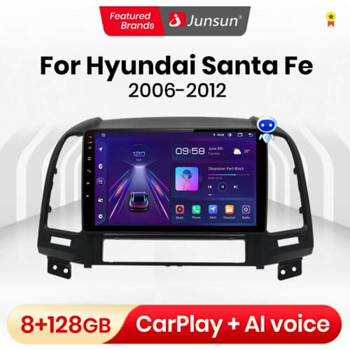 Junsun V1 4G+64G Android 10 2din autoradio car intelligente DVD Player For Hyundai Santa Fe 2007 2006-2012 bluetooth/carplay/gp