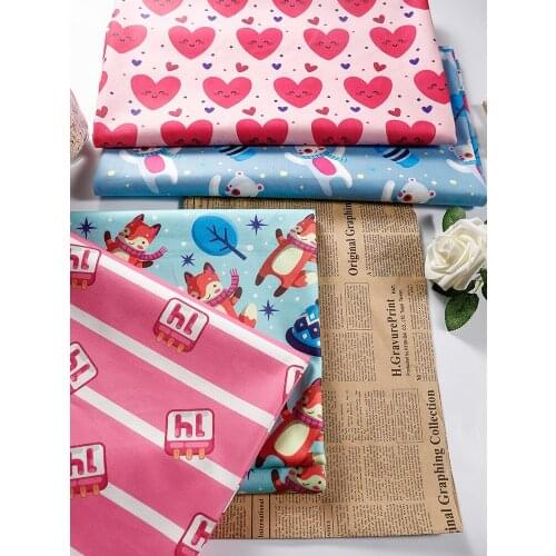 Width 59'' Cashmere Dust Proof Cartoon Printing Fabric By The Yard For Sofa Bay Window Cushion Pillow Material