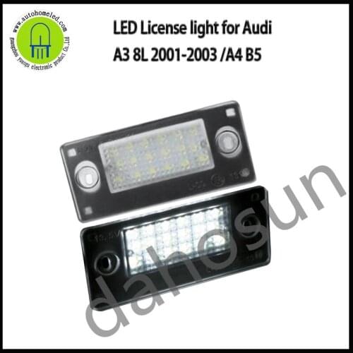 2Pcs Dahosun 18SMD Free Error White LED License Plate Lamp for Audi A3 8L 2001-2003 A4 B5 car styling