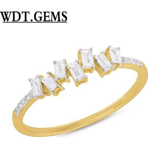 Jagged Baguette Cut Diamond Band Fashion Ring 10K Yellow Gold Band Zigzag 0.28ct