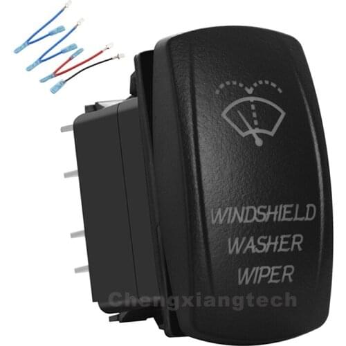 Orange Led Windshield Washer Wiper 12v/24v Rocker Push Switch 7P DPDT Momentary (ON)-OFF-ON+Jumper Wires Set Car Boat Waterproof