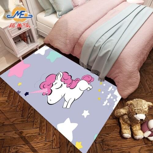 Cartoon Cute Unicorn 3D Printed Mat Kids Room Play Area Rug Soft Flannel Memory Foam Girl Room For Living Room Carpets Decor Big