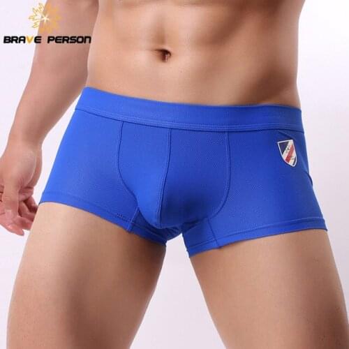 2018 BRAVE PERSON Brand solid Underwear Men Boxers New Mens Shorts Male Panties sexy boxer Shorts U Convex Pouch Underpants
