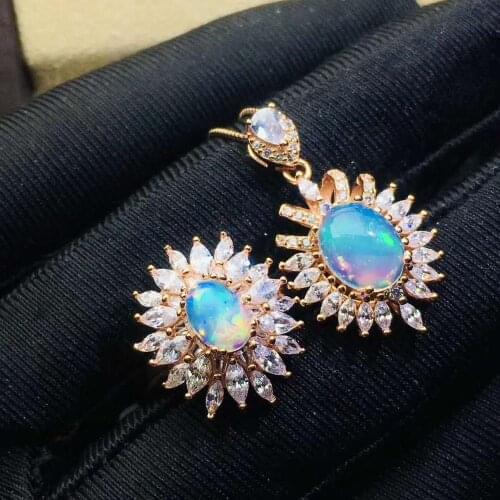 Real Natural Opal jewelry set Natural Real Opal 925 sterling silver 1pc pendant,1pc ring