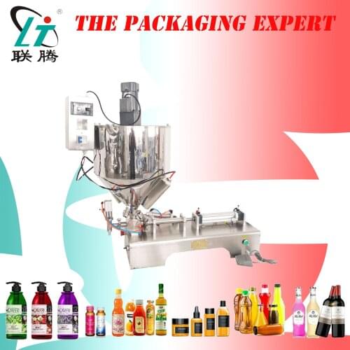 Mixing And Heating Hopper Filler Cream Yoghourt Honey Juice Sauce Jam Filler Paste Filling Machine Pneumatic Piston Filler