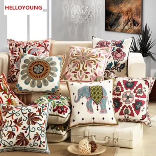 Cushion Cover Vintage Textil Print Butterfly Elephant Throw Pillow 45x45cm Square Sofa Chair Printing Pillow Cover Cushion